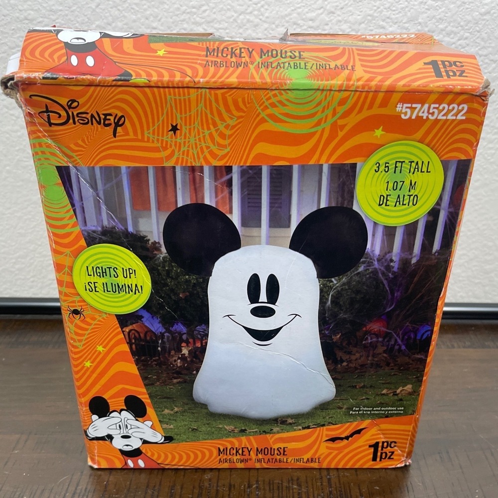 Disney Mickey Mouse Ghost Halloween Airblown Inflatable 3.5 FT Light Up Tested